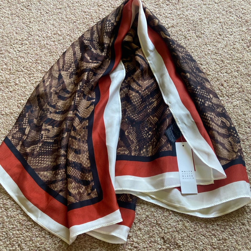 White House Black Market Red and Brown Scarf